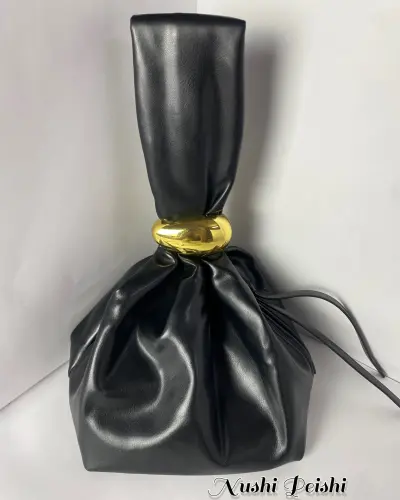 Pleated cloud shape with gold Hardware secondary