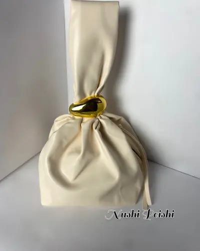 Pleated cloud shape with gold Hardware