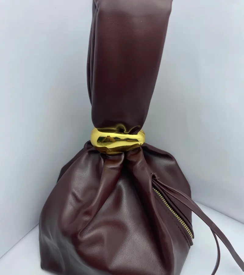 Pleated Cloud Shape With Gold Hardware