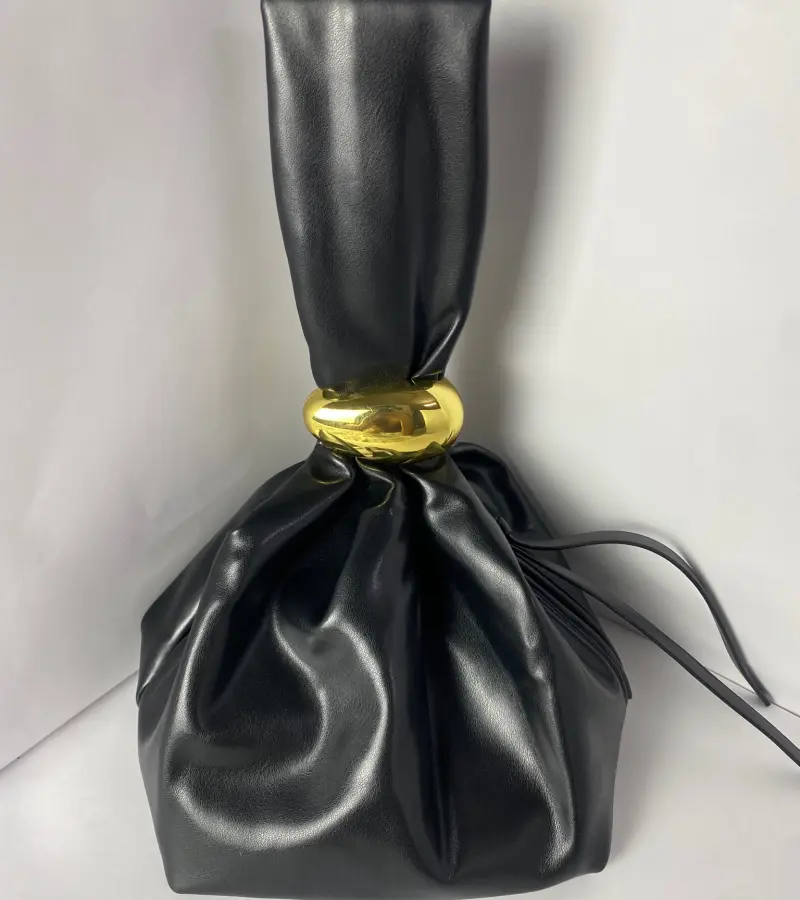 Pleated Cloud Shape With Gold Hardware