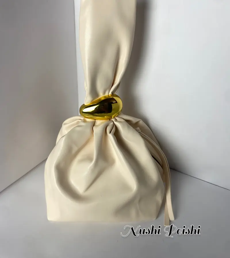 Pleated Cloud Shape With Gold Hardware